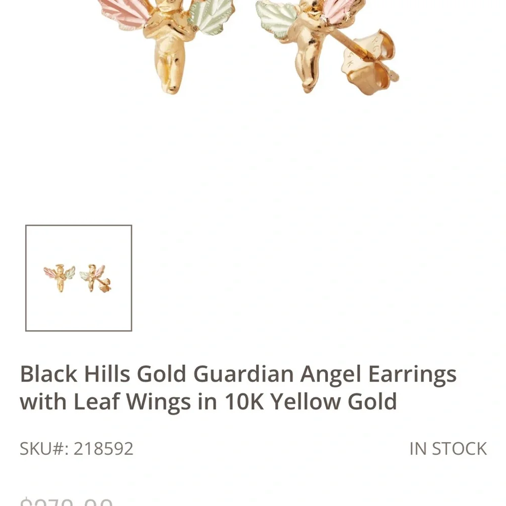 Gold and Pink Angel Earrings - Picture 4 of 5